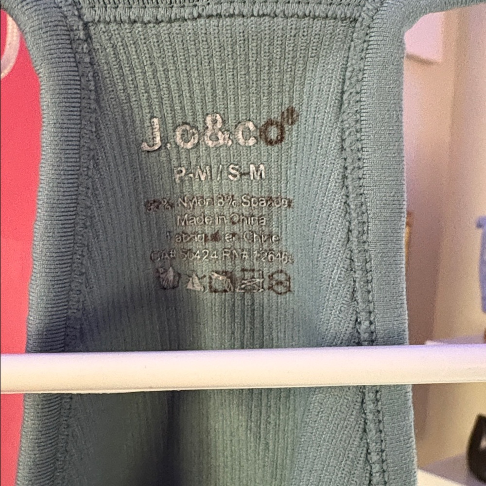 Women's Teal Ribbed Tank Top - Picture 2 of 3